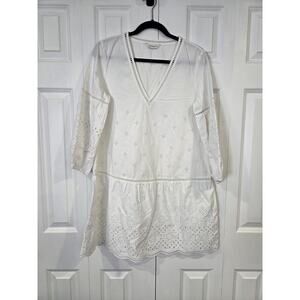 Club Monaco Women's V-neck Eyelet Mini Dress White Size M